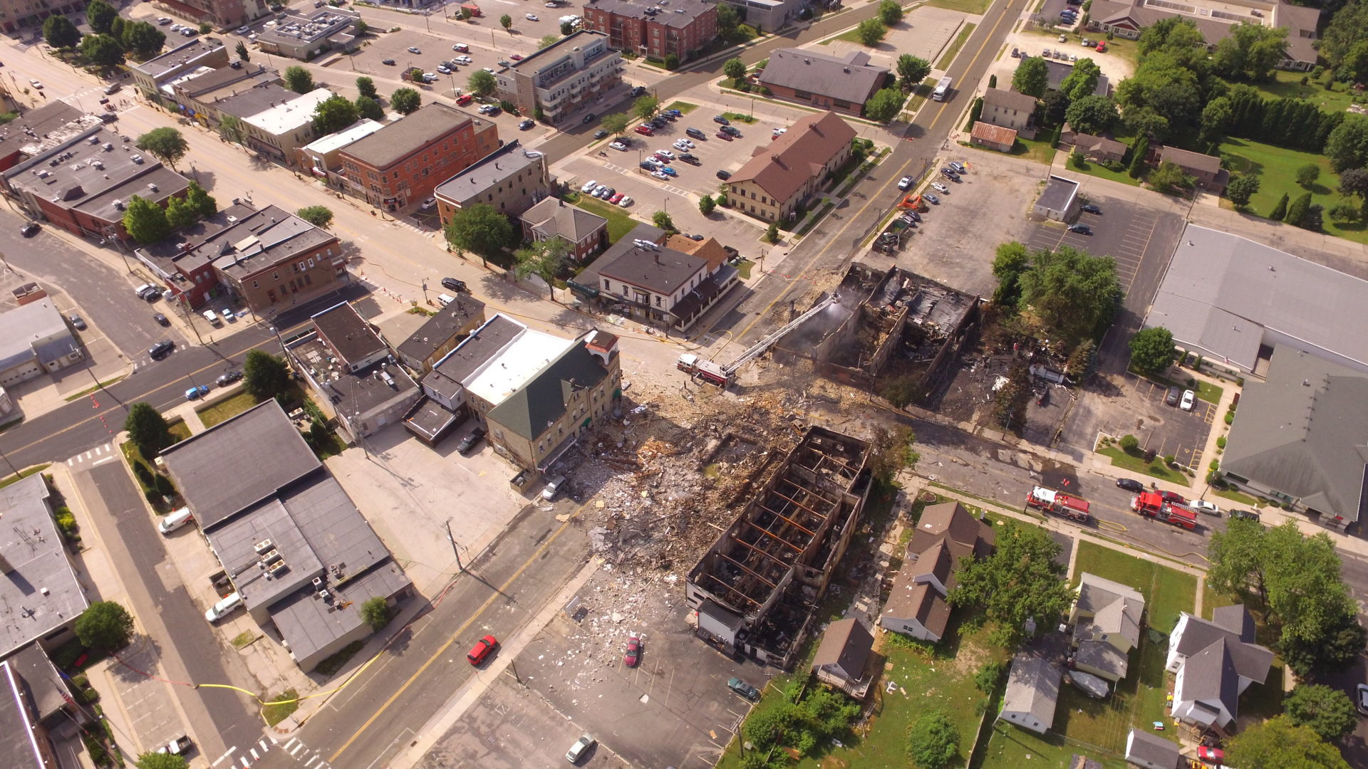 View of explosion site from a drone